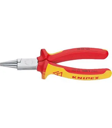 Pince a becs rond chromee DIN ISO 5745 VDE isolee avec poignee bicolore longueur 160 mm