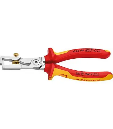 Coupe-cable KNIPEX avec pince a dénuder controlée VDE, L 180mm