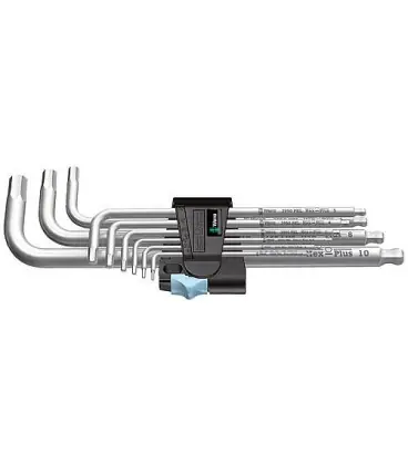 Kit cles males coudees WERA 9 pieces, inox, 6 pans 1,5 - 10mm