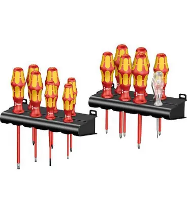 Kit tournevis WERA forme dure Plus BigPack 14 pieces, isolé plate, cruciforme et Torx