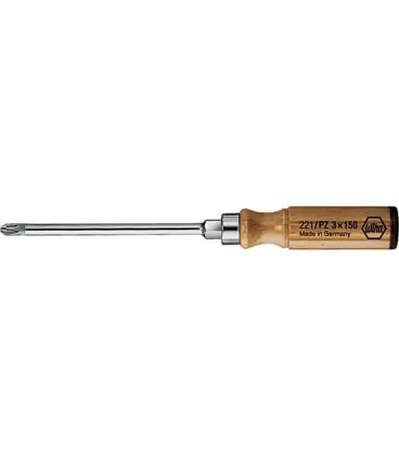 Tournevis Pozidriv bois lame ronde avec ecrou 6 pans Type 221, PZ1 x 80