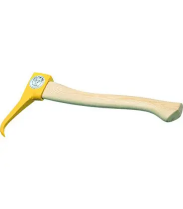 Sapie a main, jaune laque avec manche en frene P 0,7kg. Coupe L 380mm