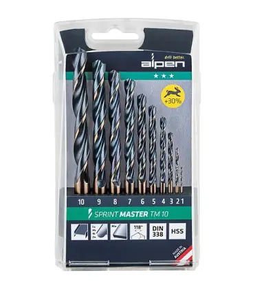 Foret metal ALPEN Sprint Master DN338 RN 10 pcs dans mallette plastique