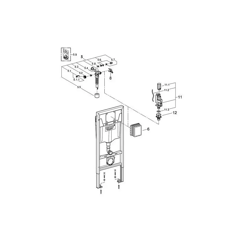 Soupape complete systeme de chasse AV1 42320 avec rallonge Grohe Ref 42320000