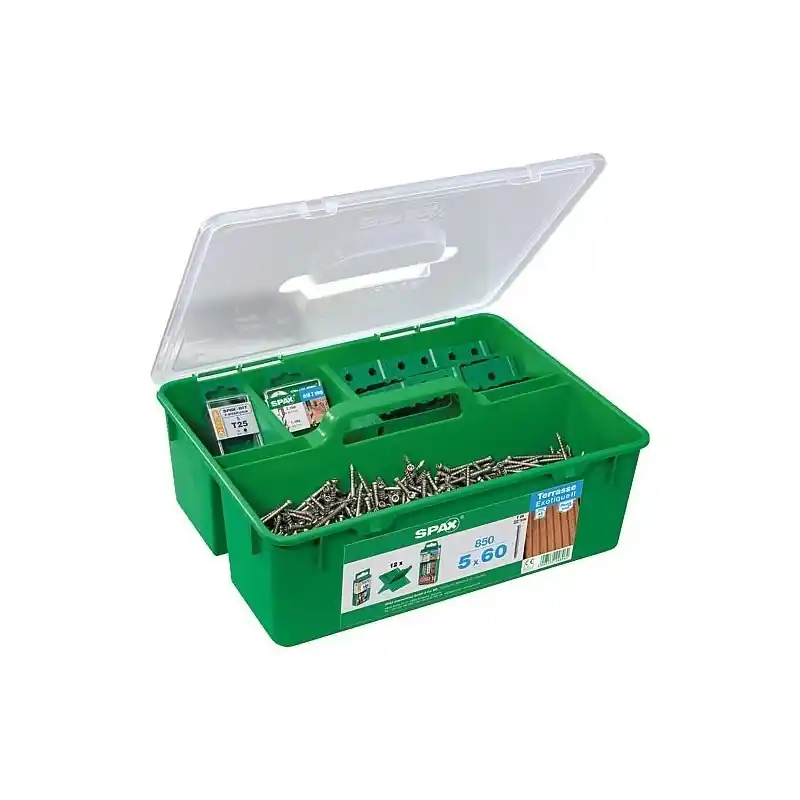 Kit Vis à tête cylindrique Spax inox A2, 850 pieces Ø 5,0x60 mm, Green Box
