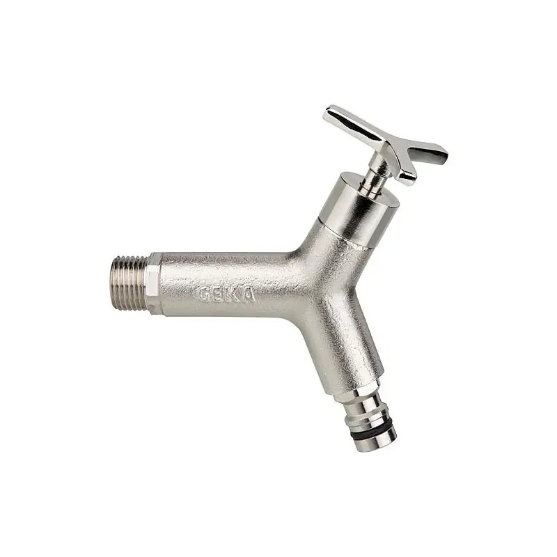 Geka Robinet d’arrosage, 1/2" laiton nickelé, avec prise laiton
