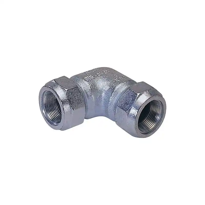 Accoup de serrage en fonte malleable fem/fem, Gaz PN 4, eau PN 16, Type WO 1 1/2" Coude ",