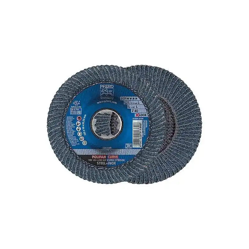Plateau de ponçage à lamelles PFERD Ø 125 x 14mm X-Lock K40 pour acier, inox